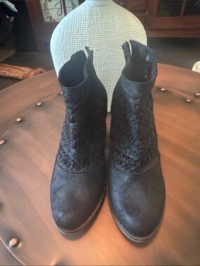 Fergalicious Black Woven Suede Ankle Boots